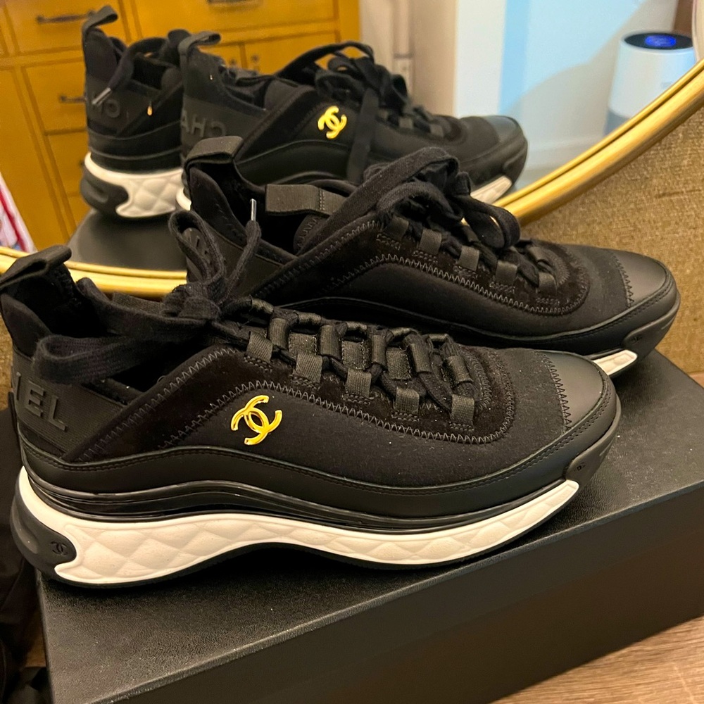 Chanel Black + Gold Sneakers